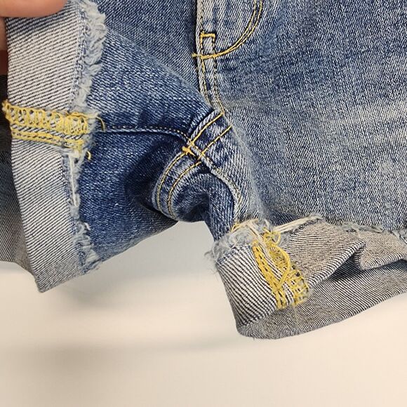 Pilcro Slim Boyfriend Denim Shorts Size 25" Roll Up Mid Rise Anthropologie - Picture 4 of 12